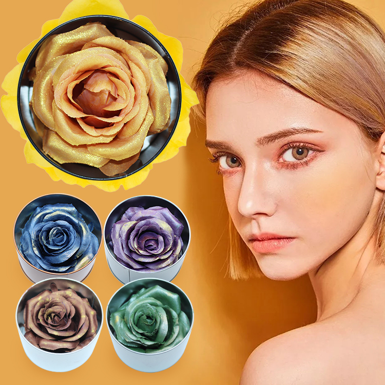 OEM ODM Face Highlighter Bronzer Blusher Private Label Check Contour Flower Petals 3D Rose Blush