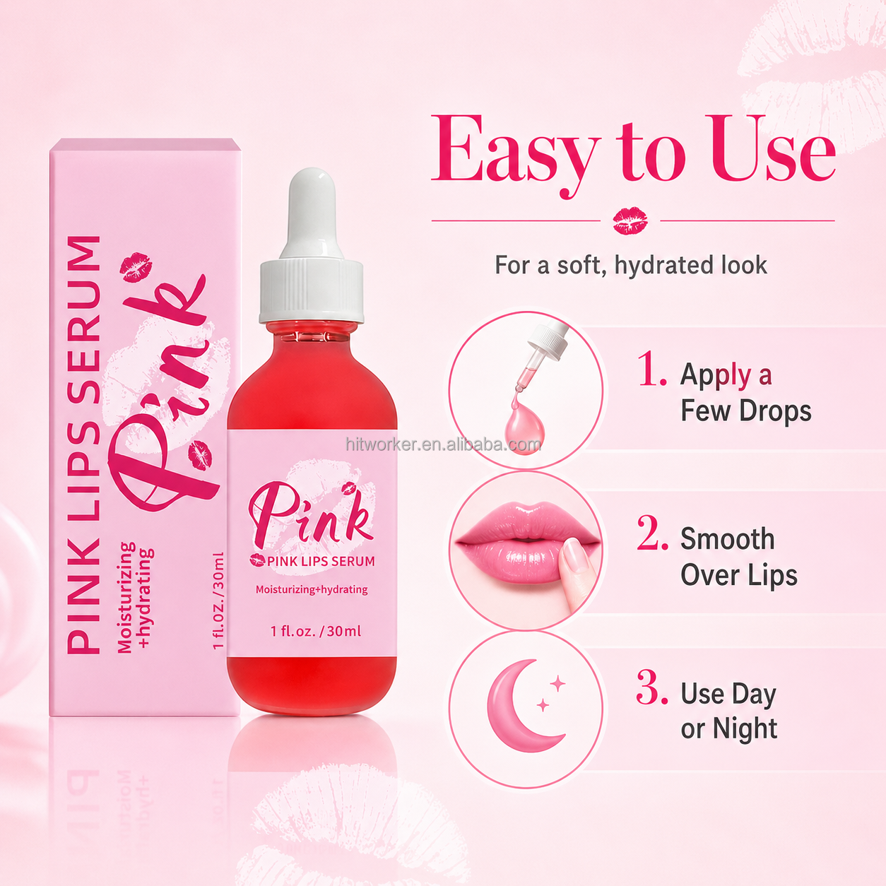 OEM ODM Pink Lips Serum 30ml Moisturizing Hydrating Lip Care Serum Private Label Cosmetic Manufacturer Wholesale Supplier Custom