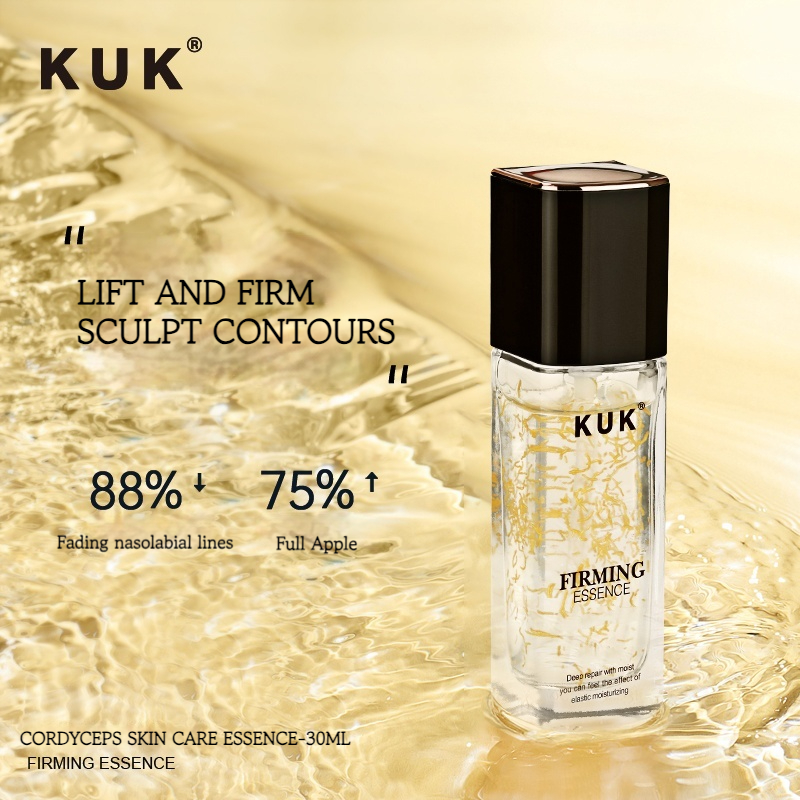 KUK Private Label Cordyceps Anti Aging Face Serum Peptide Firming Anti Wrinkle Hyaluronic Acid Essence OEM Custom Logo 30ml