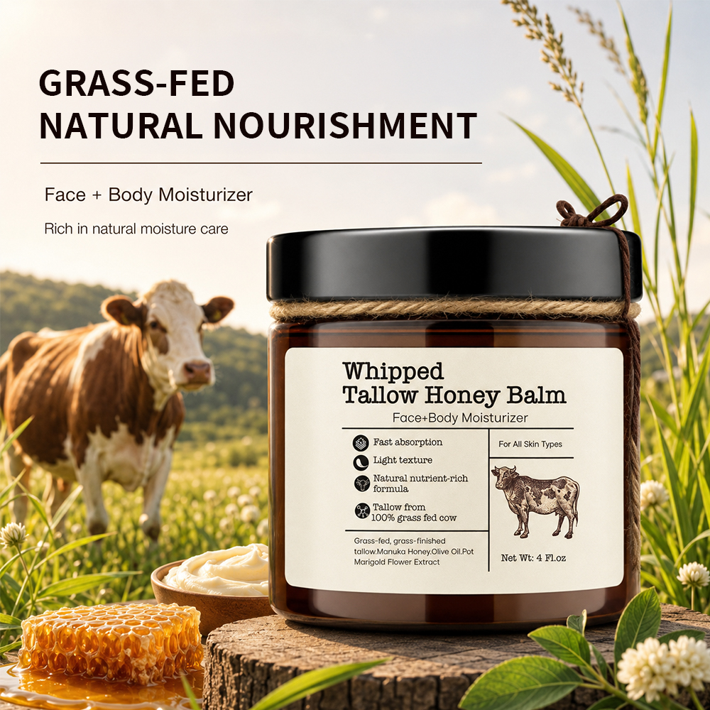 Private Label Tallow Balm Skin Care Moisturizer Organic Whipped Beef Tallow Balm With Manuka Honey Moisturizing Cream