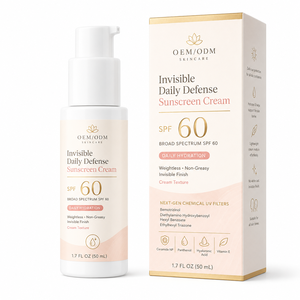OEM ODM Private Label SPF60 Sunscreen Cream Next Gen Chemical UV Filter No White Cast Hydrating Non Greasy Face Sun Cream