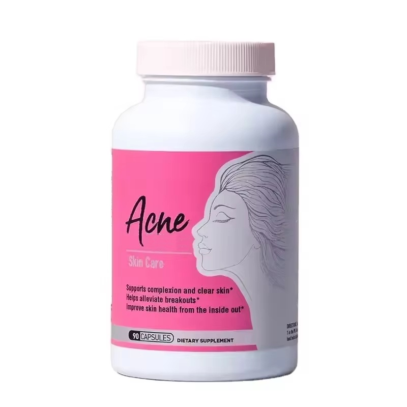 OEM Acne Skin Care Capsules, Herbal Formula with Vitamins Zinc for Clear Complexion, 90 Count Dietary Supplement