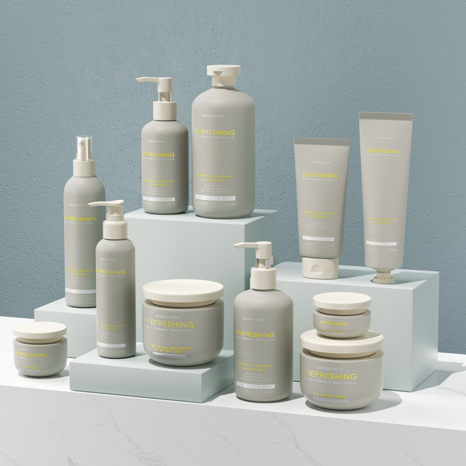 Wholesale Biodegradable HDPE Plastic Luxury Shampoo Bottle 150 200 250 300 500ml Eco Friendly Cosmetic Packaging Set