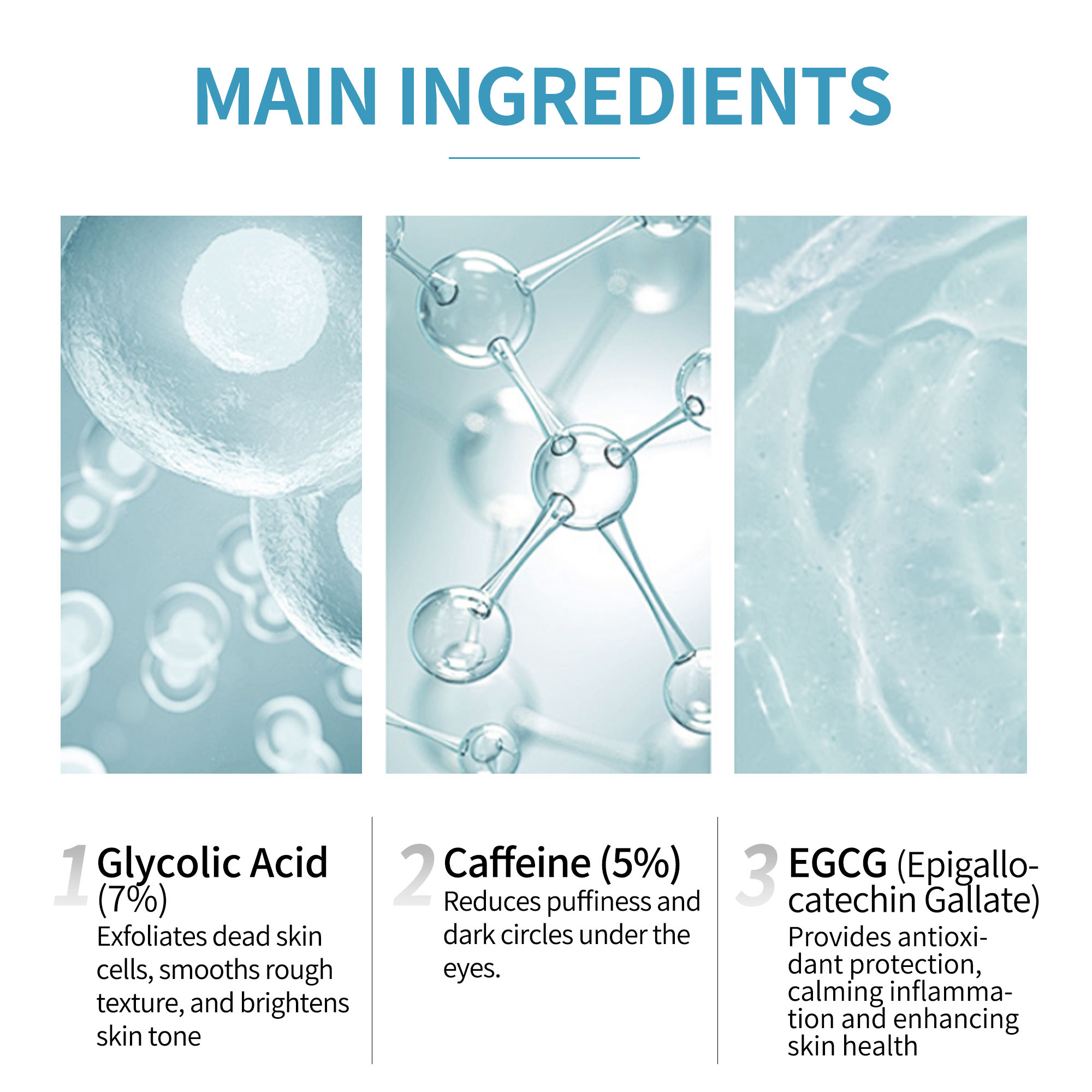 Custom Dual-Product Skin Care Set Glycolic Acid Toner Caffeine Solution Targets Dead Skin Cells Dark Circles for Smooth Skin