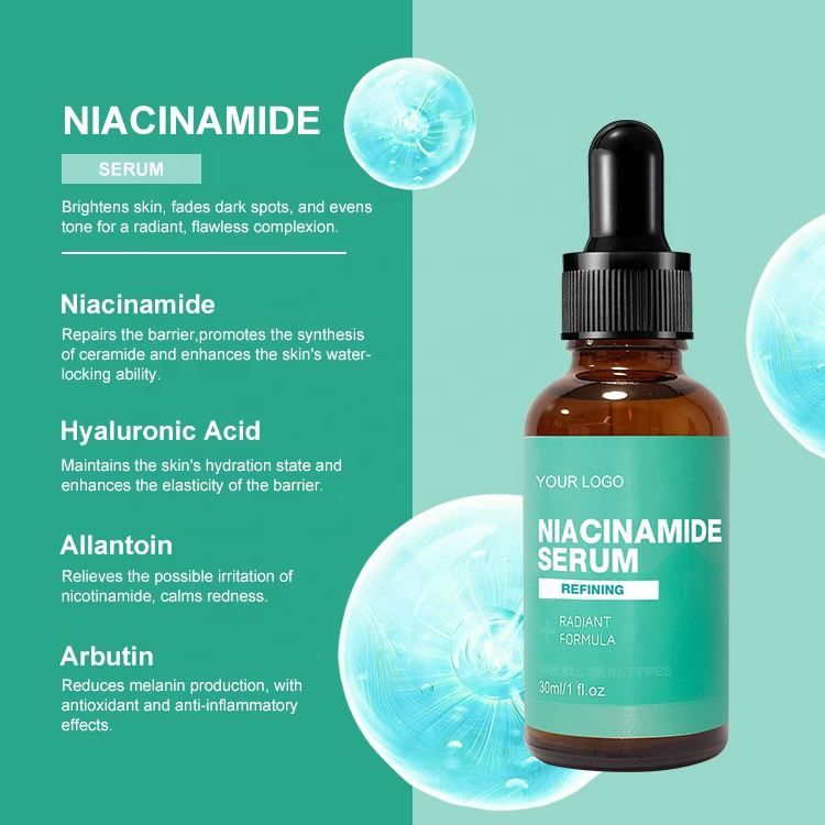 OEM ODM Custom Facial Serum Brightening Niacinamide Hyaluronic Acid Serum with Niacinamide