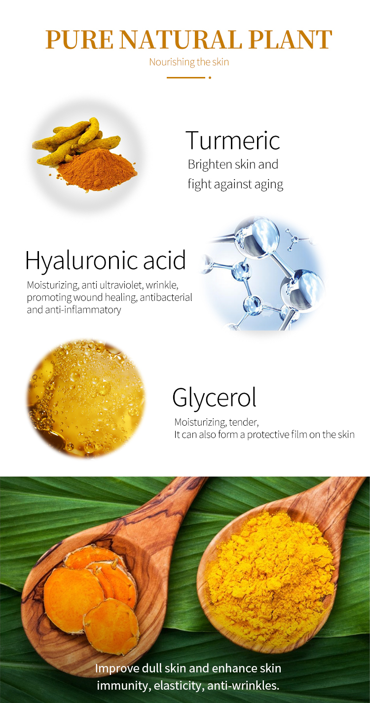 Organic Skincare Cosmetics Manufacturer's Anti-Aging Face Care Hyaluronic Acid Vitamin C Turmeric Whitening Moisturizing Product