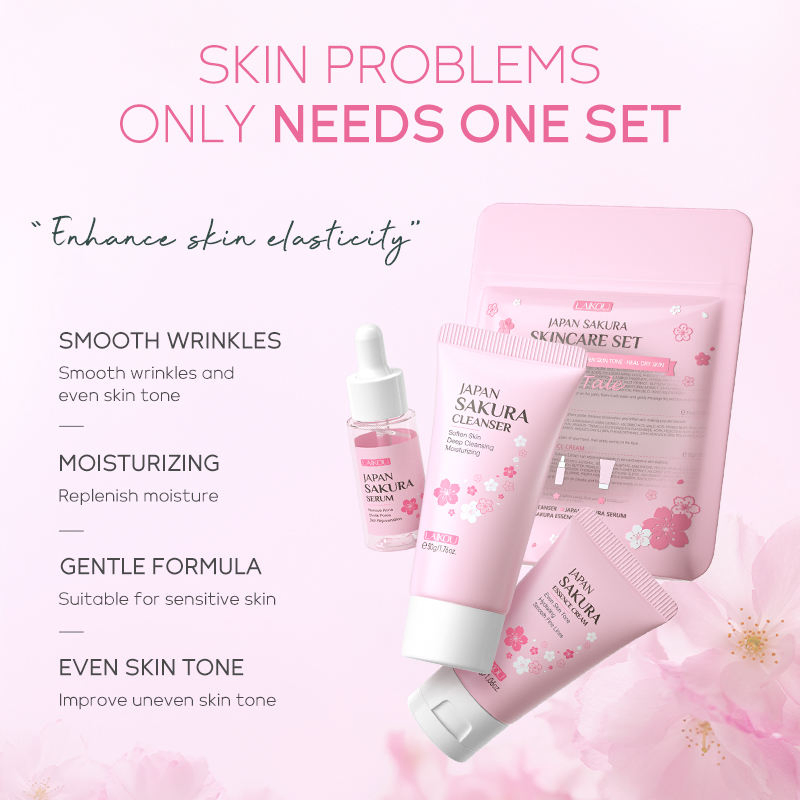 Anti Aging Repair Face Lotion Gift Skin Care Set Sakura Pink Skincare