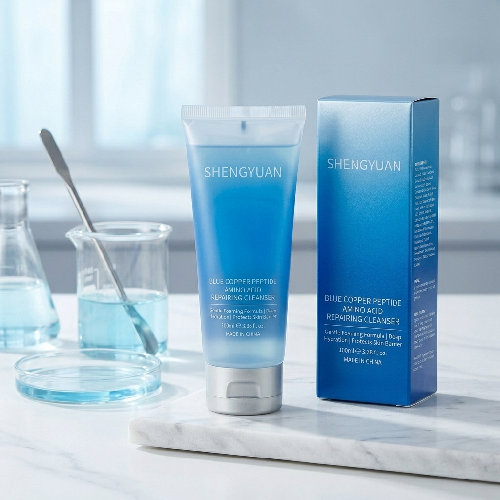 Custom Private Label Fermented Skincare Blue Copper Peptide Cleansing Foam Wholesale High-End Cosmetics Manufacturer OEM ODM