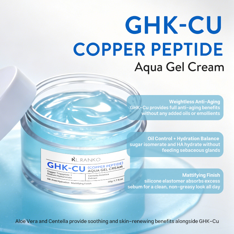 OEM Private Label GHK-Cu Copper Peptide Aqua Gel Cream Oil Free Matte Finish Face Moisturizer Anti Aging Skincare Manufacturer