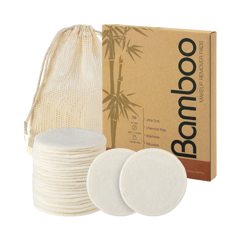 Custom Logo Cream Reusable Bamboo Makeup Remover Cotton Pads Eco-Friendly Facial Cleaning Cosmetic Make-Up Face Laundry Bag Free