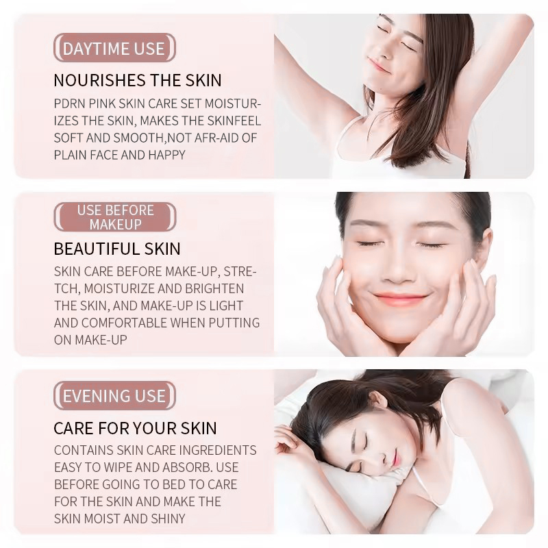 Pink PDRN Skin Care Set Whitening Skincare Kit Private Label Brightening Lightening Herbal Skin Care Set
