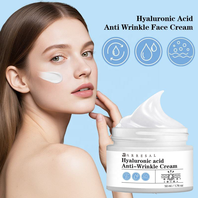 Private Label Hyaluronic Acid Facial Cream Anti Aging Plumping Lightweight Non Greasy Face Moisturizer Wholesale
