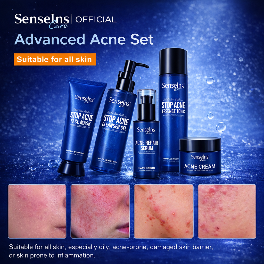 OEM/ODM Private Label Organic Repair Anti Acne Whitening Moisturizing Oil Control Pores Stop Acne Skin Care Set for Men
