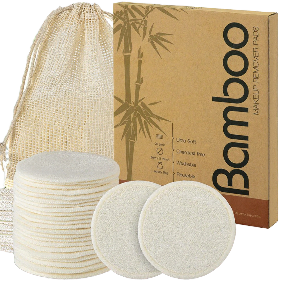 Custom Logo Cream Reusable Bamboo Makeup Remover Cotton Pads Eco-Friendly Facial Cleaning Cosmetic Make-Up Face Laundry Bag Free