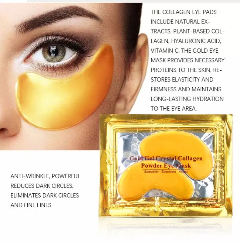 24K Gold Custom Korean Skincare Hydrogel Beauty Gel Eye Mask Patch Vitamin C Collagen Eye Masks for Brightening Dark Circles
