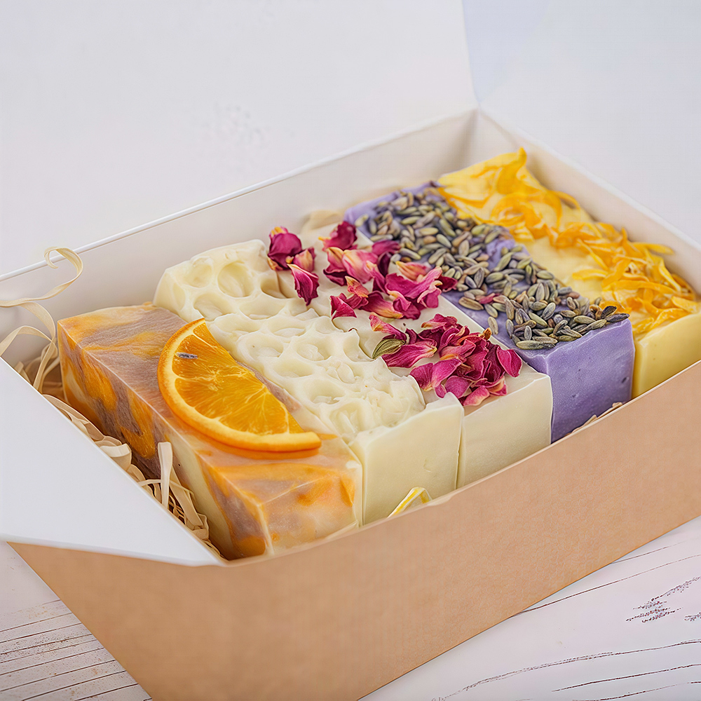 6Pcs Natural Dry Flower Soap Gift Box - Handmade Vegan Botanical Soaps with Floral Scents, Eco-Friendly Skincare Gift for Women