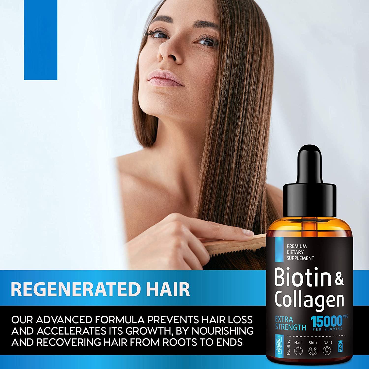 Customized Biotin Collagen Drops Hair Growth Oil Beauty Products Natural Skin Brightening Healthy Hair Strong Nails Adult