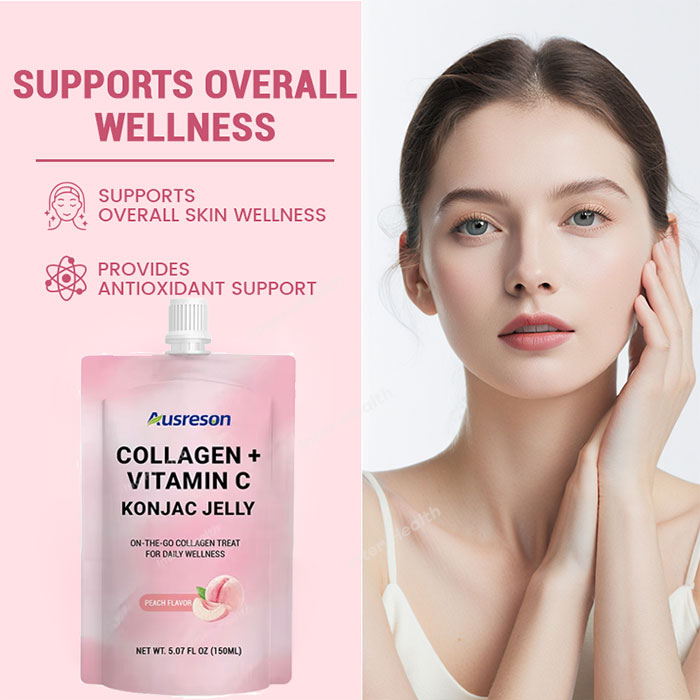 Ausreson Halal Konjac Collagen Peptide Jelly Gel Drink Skin Whitening Supplement Beauty Products Vitamin C Konjac Collagen Jelly