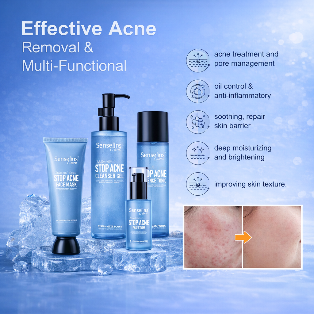 OEM/ODM Private Label Organic Repair Anti Acne Whitening Moisturizing Oil Control Pores Stop Acne Skin Care Set for Men