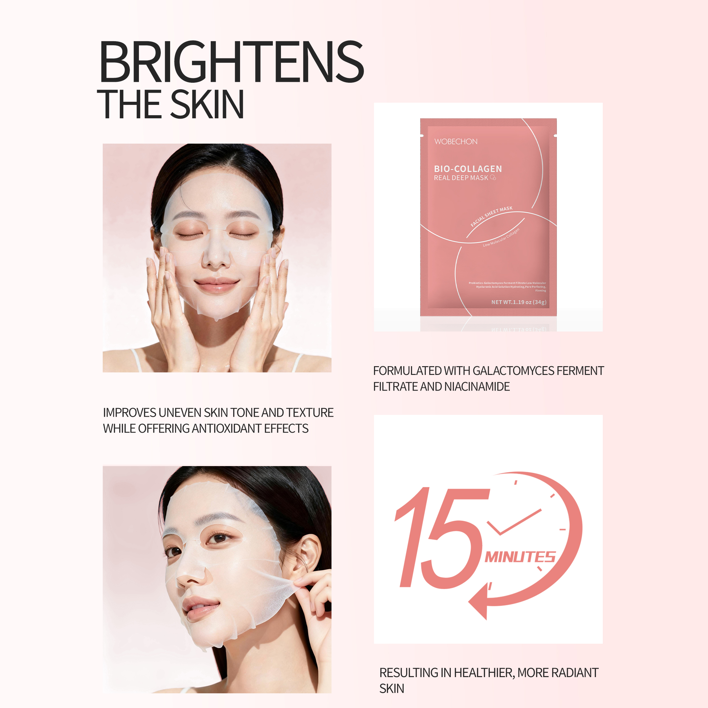 Bio-Collagen Real Deep Mask Facial Sheet Skin Care Wholesale Whitening Moisturizing Hydrating Home Use Anti-Age Organic All Skin