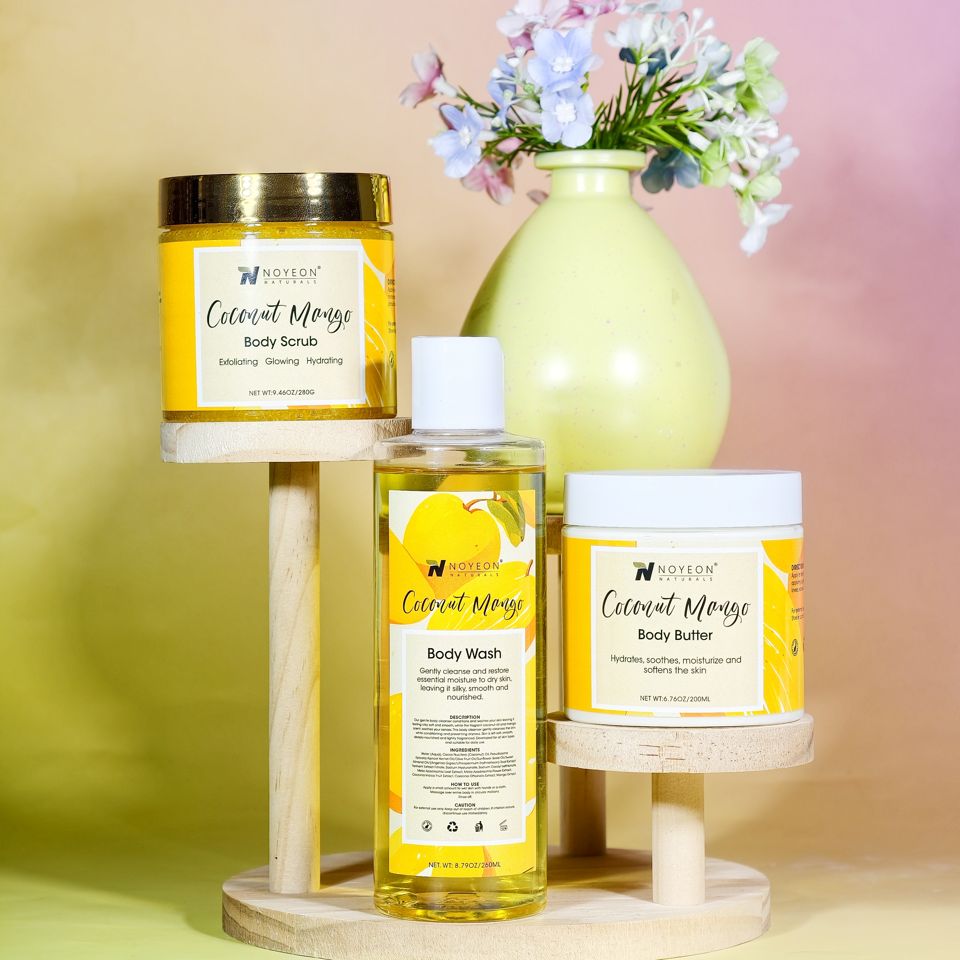 NYXX Coconut Mango Body Care Skincare Set with Moisturizing Hydrating Shower Gel Scrub Butter