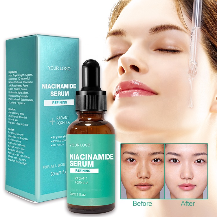 OEM ODM Custom Facial Serum Brightening Niacinamide Hyaluronic Acid Serum with Niacinamide