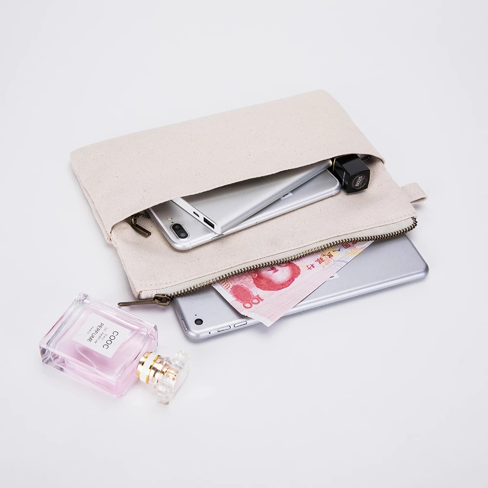Recycled Women's Clutch Cotton Canvas Storage Cosmetic Pouch Makeup Bag