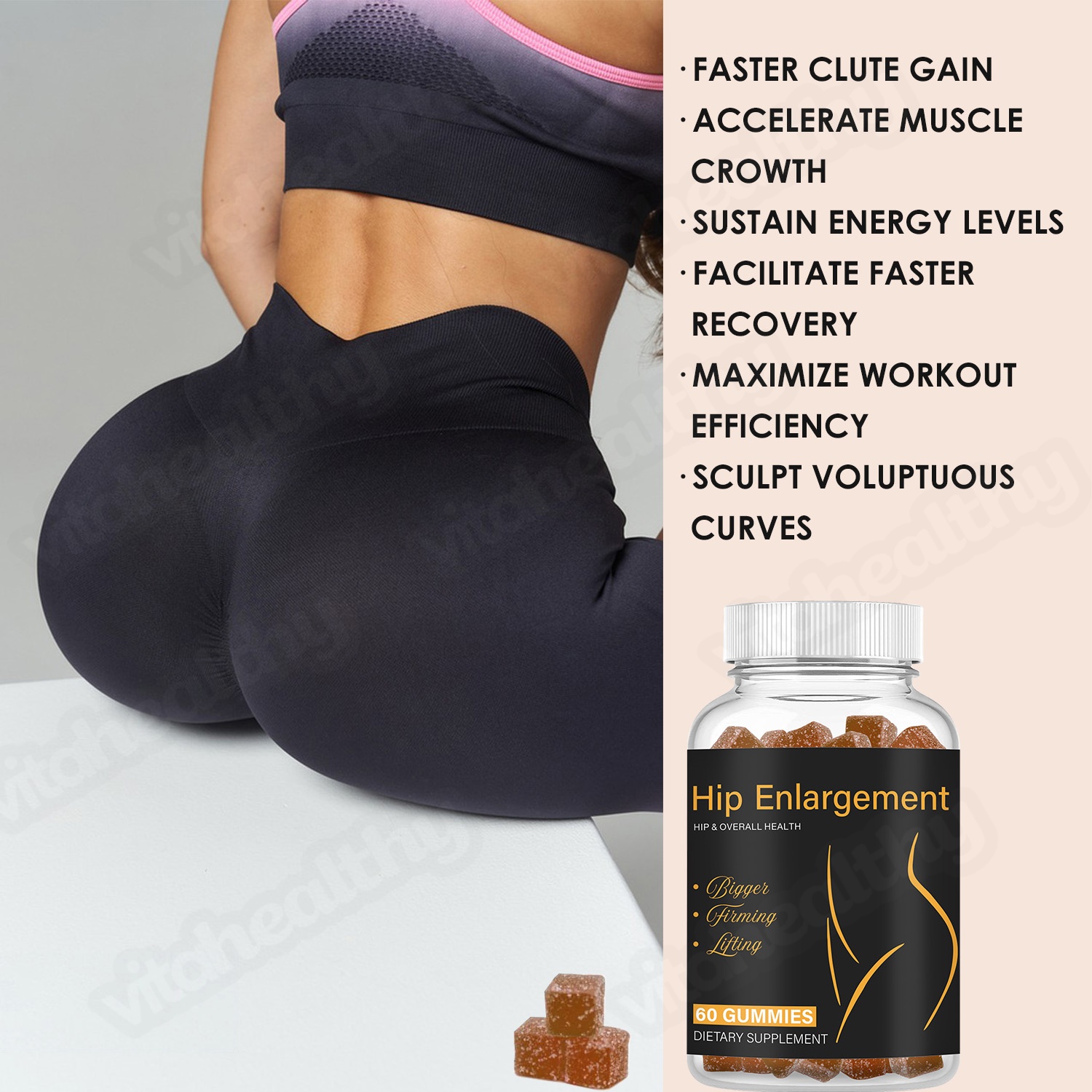 Vitahealthy OEM/ODM Private Label Factory Supply Natural Health Products 60 Hip Butt Enlargement Gummies