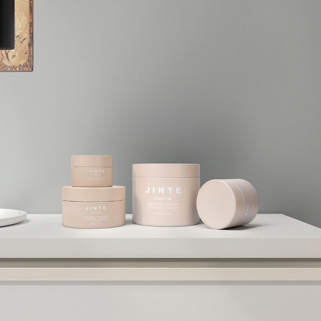 Quiet Luxury Matte Nude Beige 4oz 5oz 6oz 8oz Beige Plastic Cosmetic Container Skincare Packaging Cosmetic Body Butter Jars