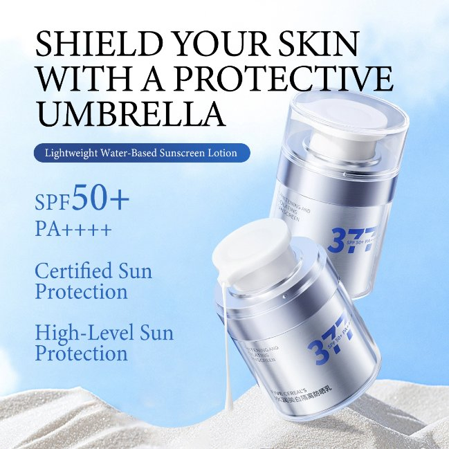 OEM/ODM 5 Ceramides + 7 Plant Extracts Anti-Photoaging Barrier Repair Nourishing 377 Lightweight Sunscreen SPF50+ PA++++ Full-Spectrum No White Cast