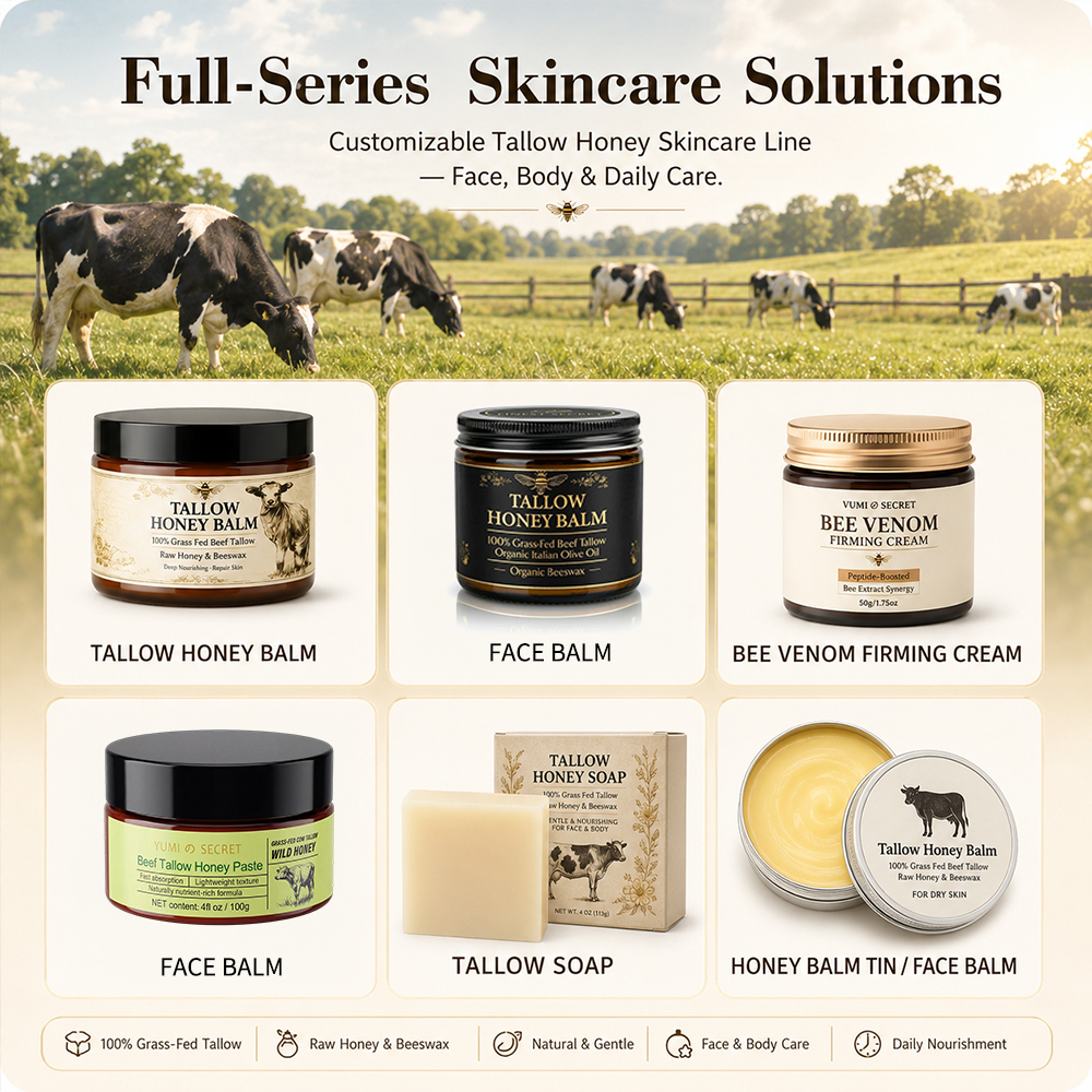 Private Label Tallow Balm Skin Care Moisturizer Organic Whipped Beef Tallow Balm With Manuka Honey Moisturizing Cream