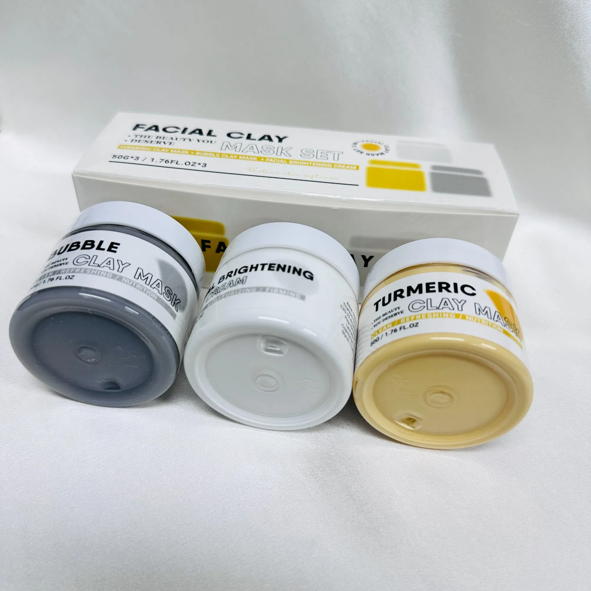 Wholessale Bubble Turmeric Face Clay Mask Deep Cleansing Whitening Brighting Anti Aging Dark Spot Remover Facial Cream Skincare Kit