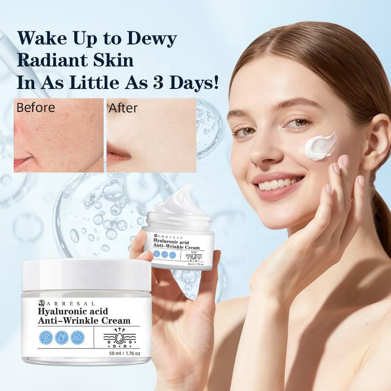 Private Label Hyaluronic Acid Facial Cream Anti Aging Plumping Lightweight Non Greasy Face Moisturizer Wholesale