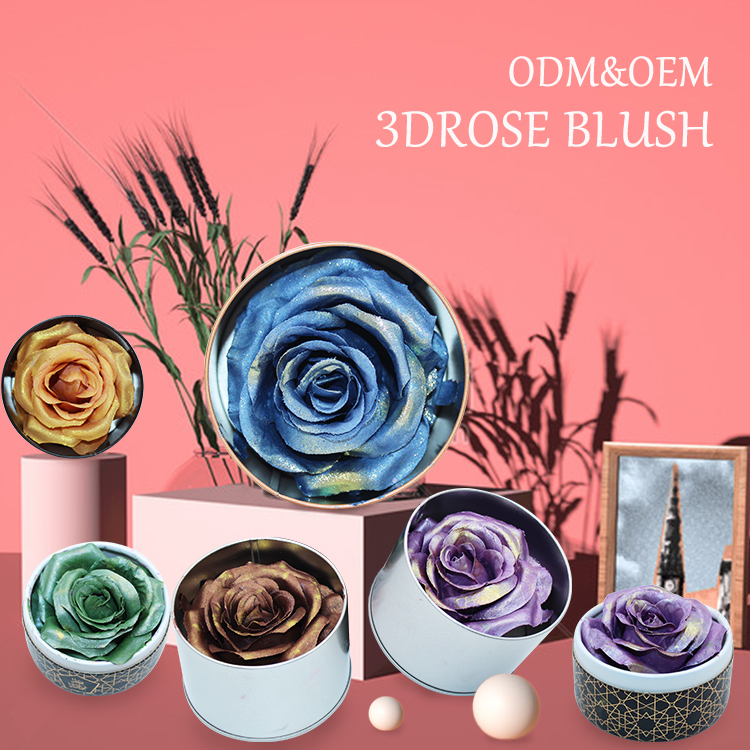 OEM ODM Face Highlighter Bronzer Blusher Private Label Check Contour Flower Petals 3D Rose Blush