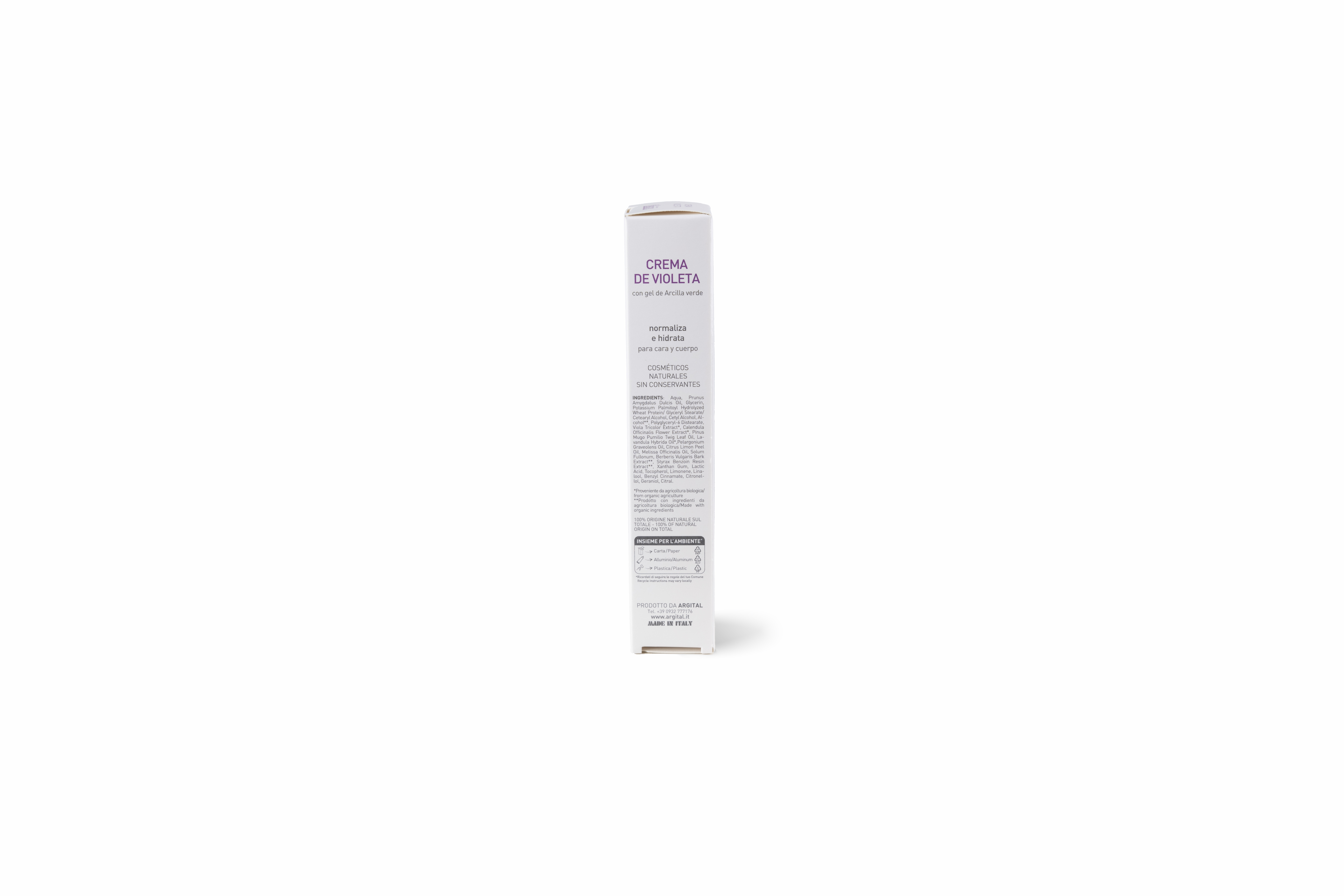 Argital 50ml Green Tea Violet Cream Natural Soothing Face Treatment Plant Extracts for Sensitive Skin Hydration Daily Care