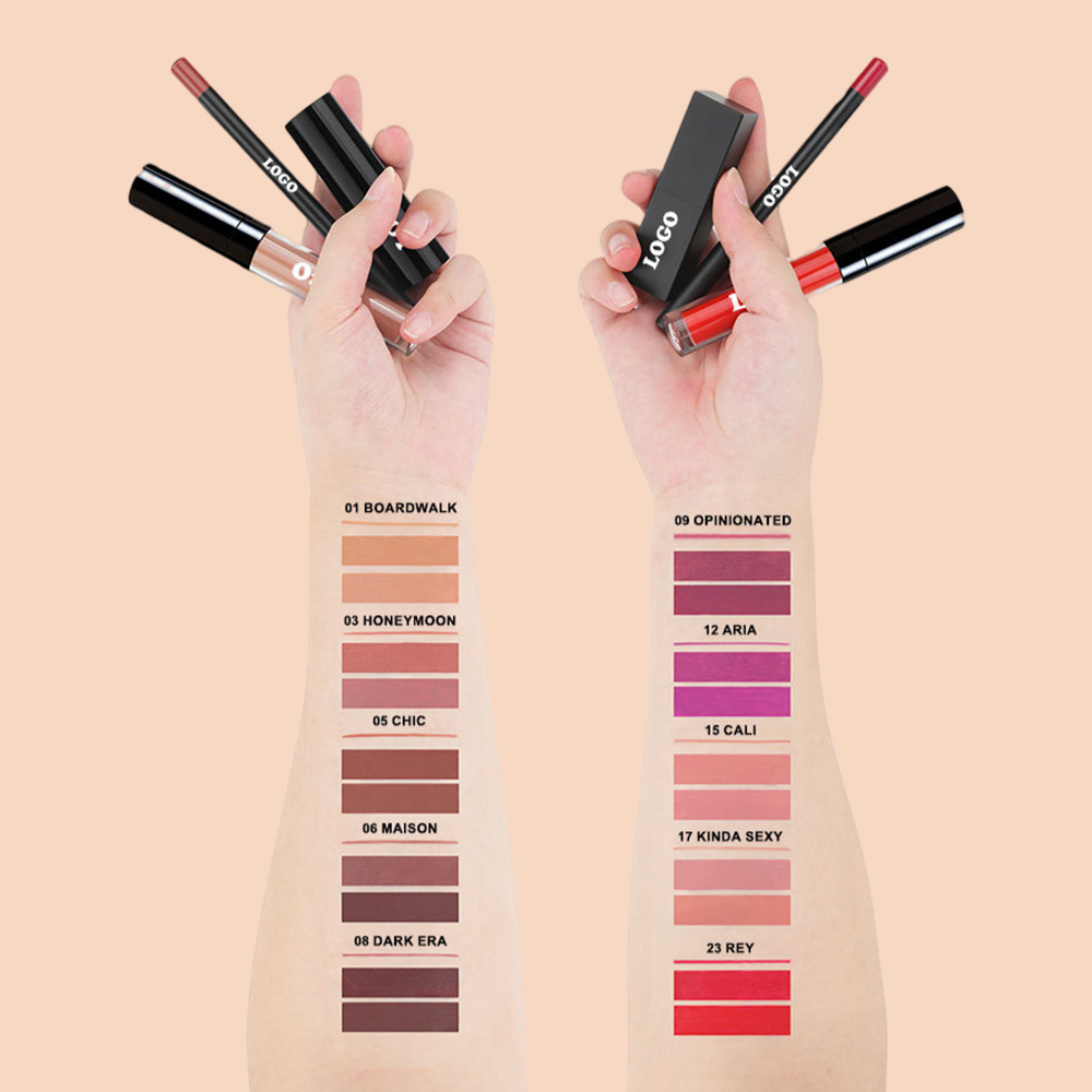 OEM/ODM Customizable Lip Kit-Private Label Lip Cosmetics Long Lasting Matte Glossy Liquid Lip Liner Lipstick Herbal Mineral