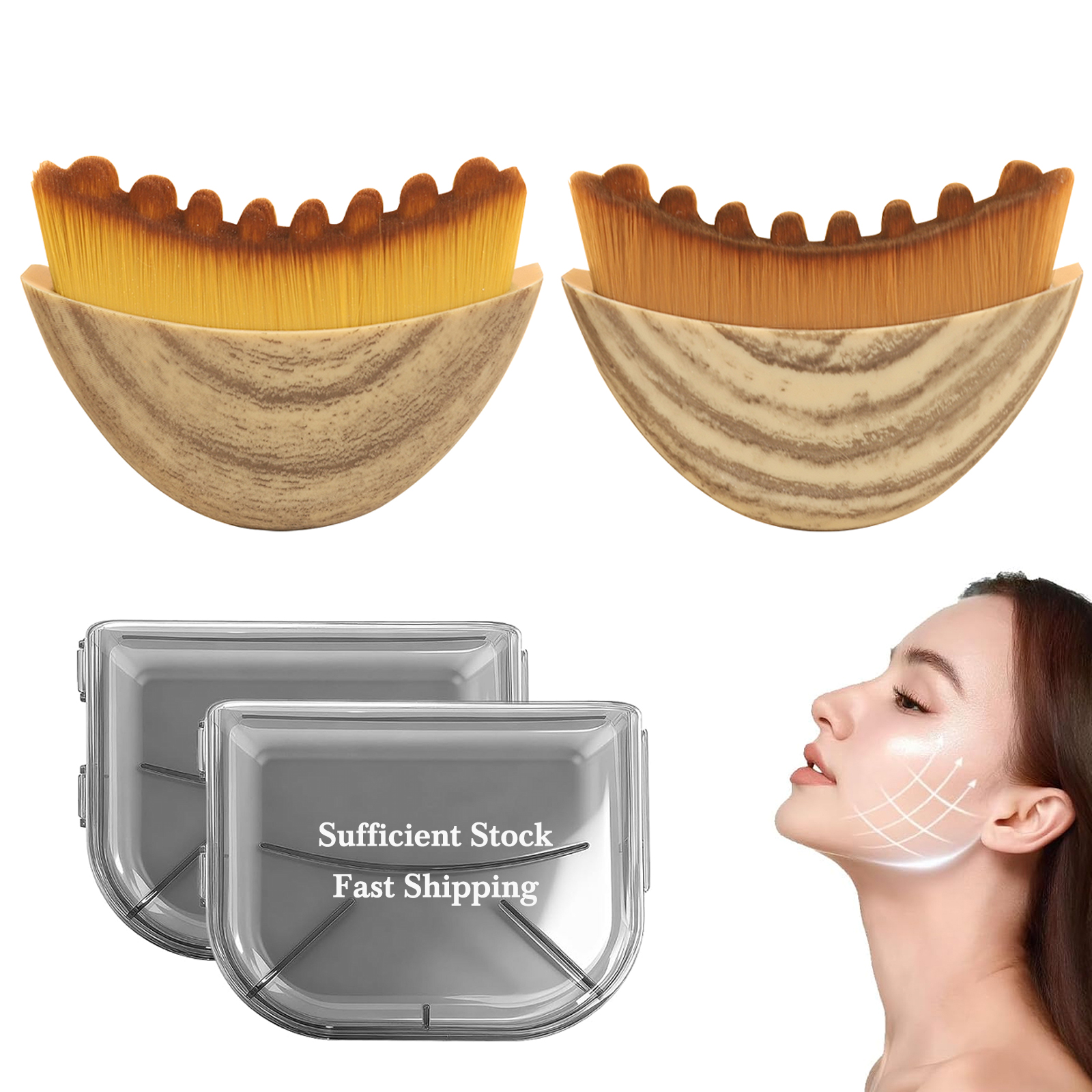 Women Single Wholesale Private Label Luxury Vegan Travel Custom High Quality Professional Lymphatic Drainage Contour Face Brush