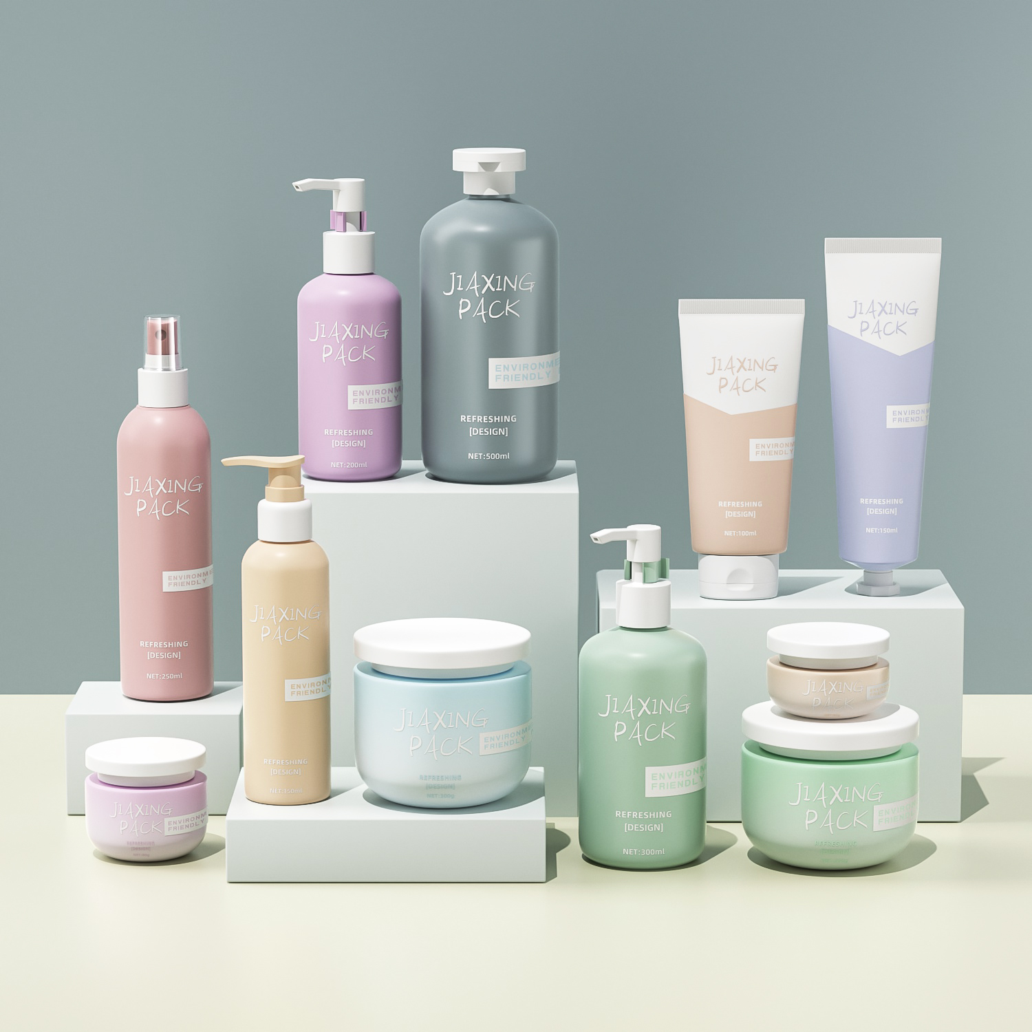 Wholesale Biodegradable HDPE Plastic Luxury Shampoo Bottle 150 200 250 300 500ml Eco Friendly Cosmetic Packaging Set