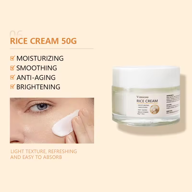 Custom Logo Rice Face Skin Care Set Cosmetics Beauty Products Complet Moisturizing Brightening Firming Vegan Korean Skincare Kit