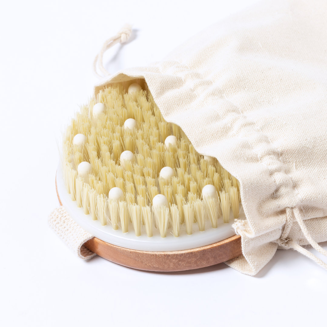 Binore Exfoliating Massage Brush Back View with Fastening Strap