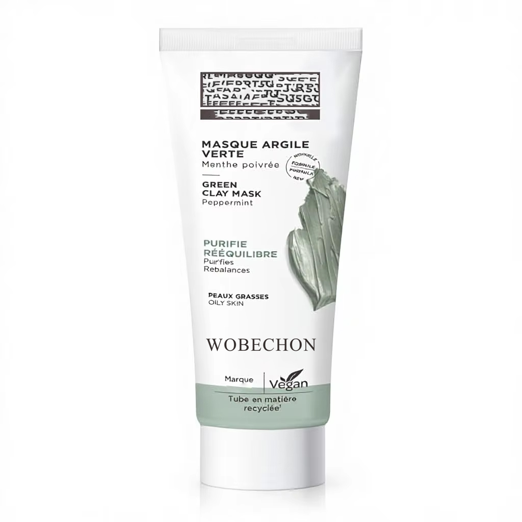 Organic Natural Vegan Green Clay Gel Mask Peppermint Oil Control Deep Cleansing Pore Minimizing Moisturizing Oily Acne Face