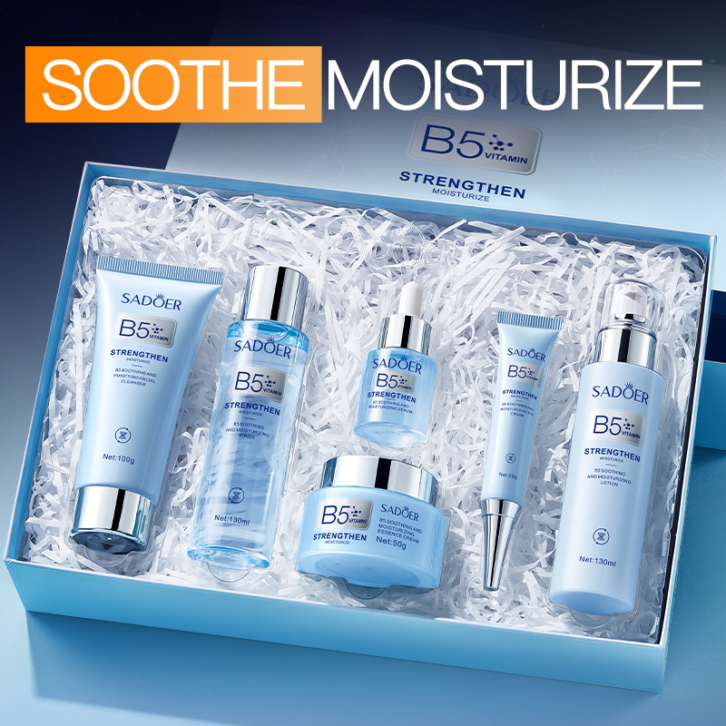 OEM SADOER Vitamin B5 Soothing Moisturizing Korean Skin Care Set Repairing Skin Barrier 6PCS Facial Care Kit For All Skin Types