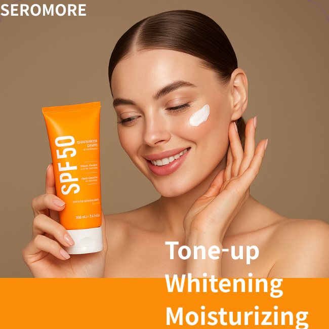 SPF50+ Sunscreen Cream OEM ODM Korean Cosmetic Manufacturer Whitening Moisturizer Anti-Aging Retinol Collagen Jojoba Oil Vitamin