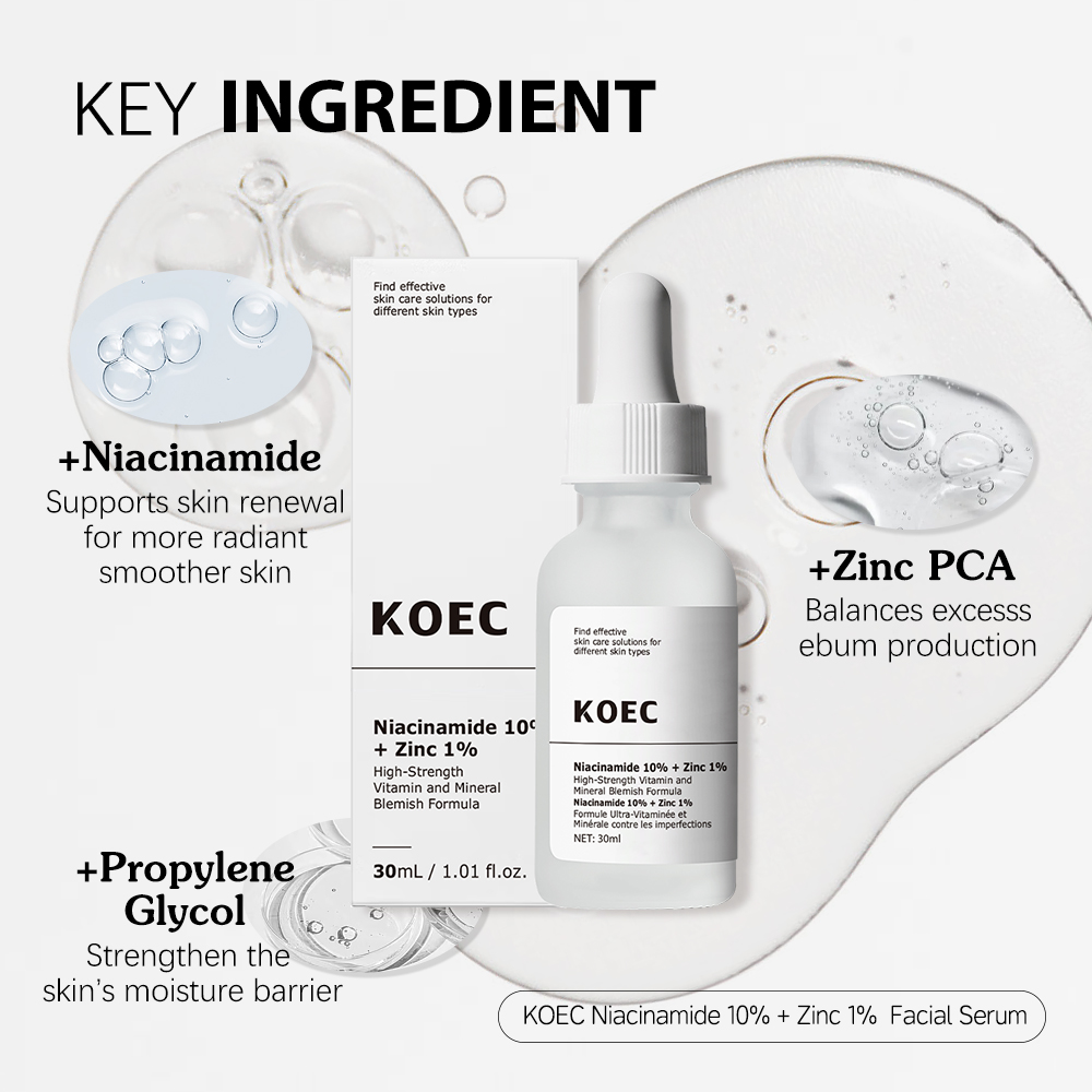 KOEC Niacinamide 10% +Zinc 1% Solution Natural Facial Serum Set,HA , Caffeine , AHA, Salicylic Acid, Retinol, Solution,Wholesale