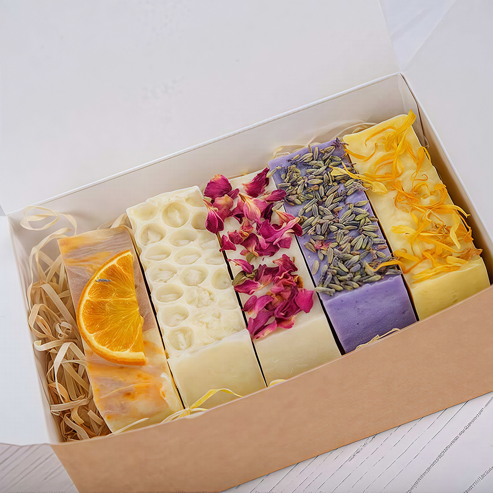 6Pcs Natural Dry Flower Soap Gift Box - Handmade Vegan Botanical Soaps with Floral Scents, Eco-Friendly Skincare Gift for Women