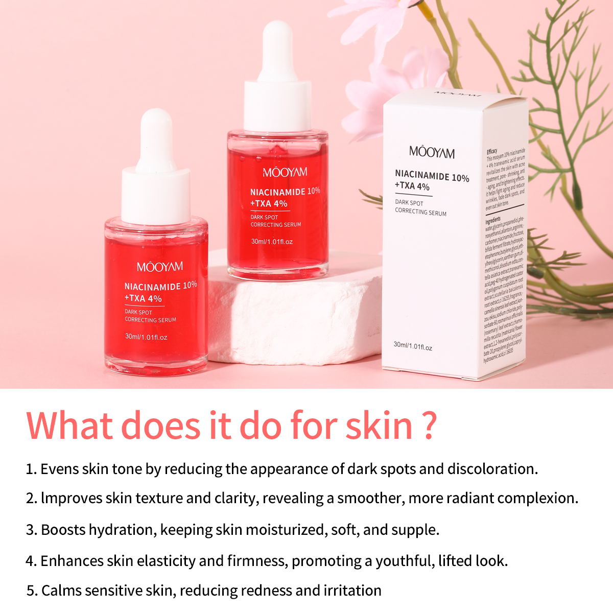 Private Label OEM Niacinamide 10%+Txa 4% Dark Spot Correcting Serum Anti-aging Brightening Reduce Wrikles MOOYAM Facial Serum
