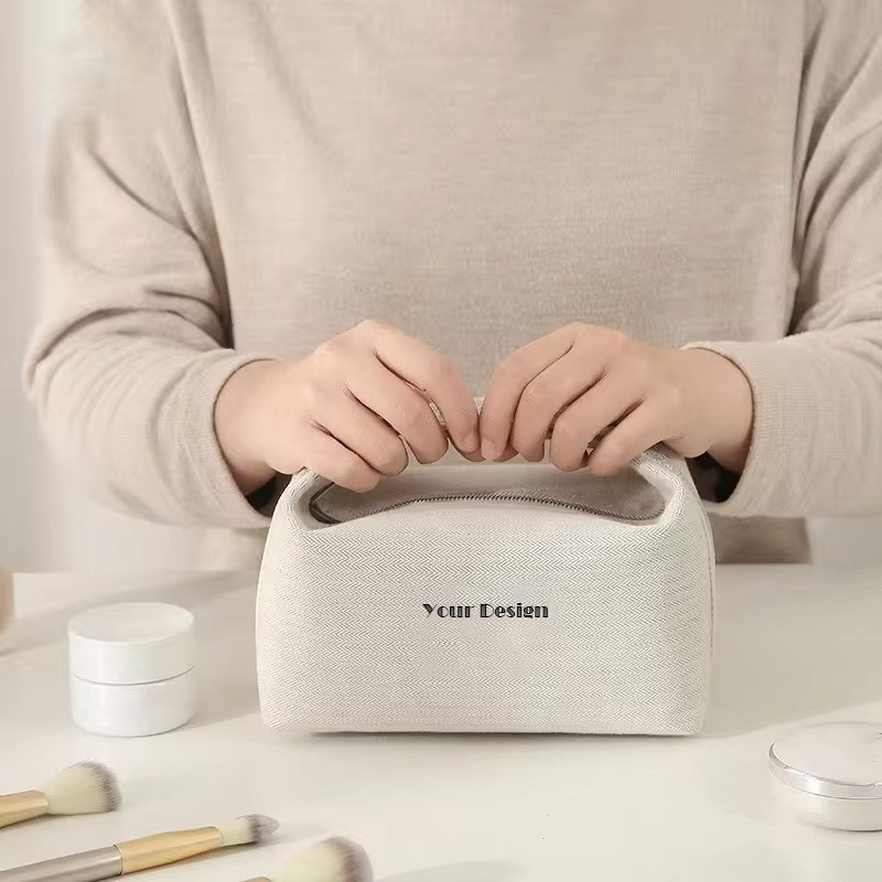 Custom Natural Plain Canvas Cotton Hemp Jute Makeup Cosmetic Bag Wholesale Travel Reusable Durable Cosmetic Bag For Women.