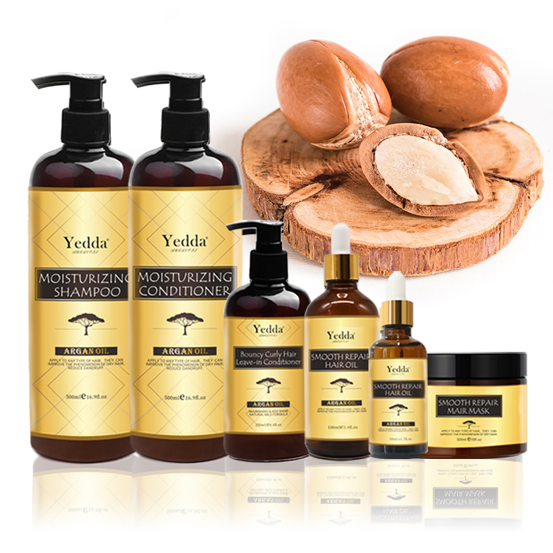 Private Label OEM/ODM Yedda Morocco Natural Organic Argan Oil Shampoo Conditioner And Hair Oil Serum Set