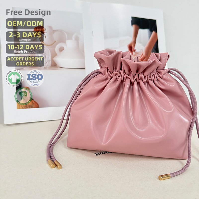 Manufacturer of Luxurious Faux Leather Gift Bag with Waxed Cord Wedding Favor &amp; Brand Packaging Embossed Logo Available