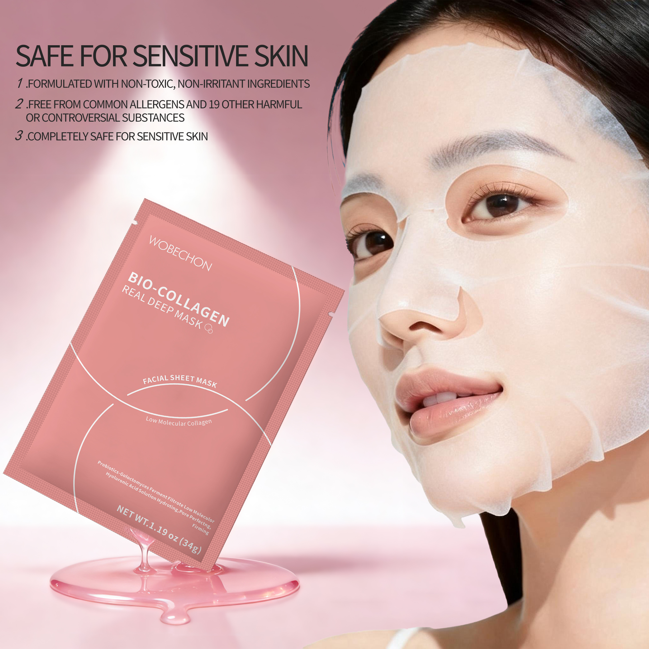 Bio-Collagen Real Deep Mask Facial Sheet Skin Care Wholesale Whitening Moisturizing Hydrating Home Use Anti-Age Organic All Skin
